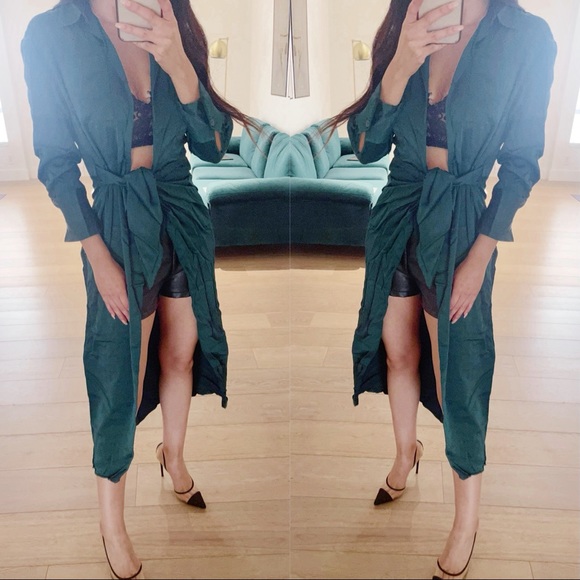 Zara Satin Green Kimono Dress - Picture 2 of 3